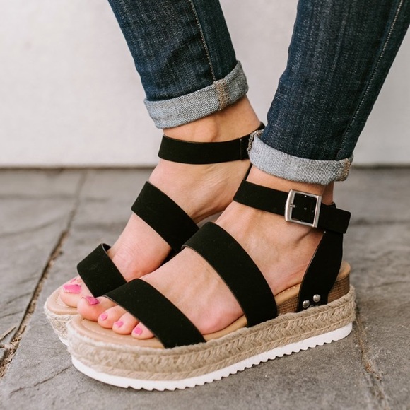 Black strappy Bryce open top espadrille sandal - Picture 2 of 7